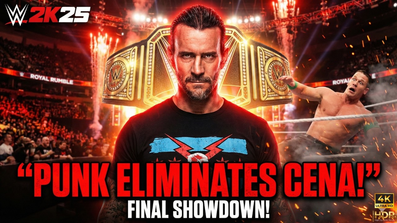 CM Punk Eliminates John Cena in Final 😱 30-Man Royal Rumble | WWE 2K24