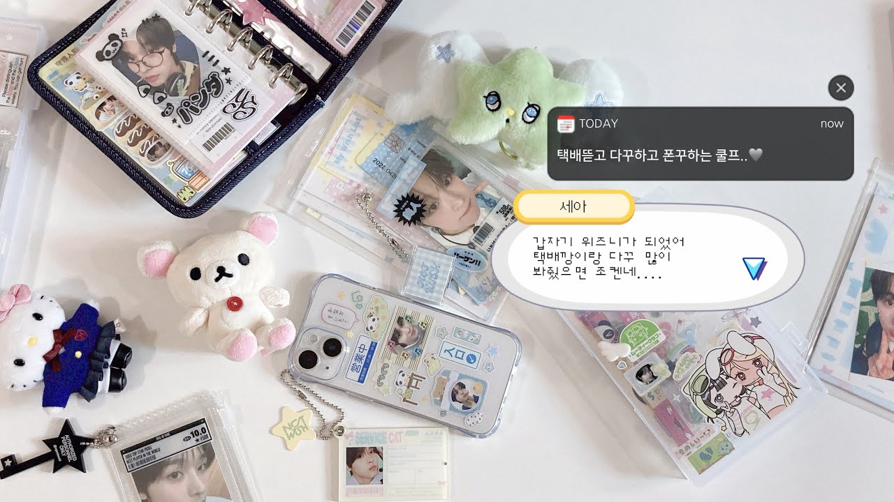 위즈니가 된...💚 택배깡(리쿠포카)하고 다이어리 셋업, 폰꾸 하는 영상 💫