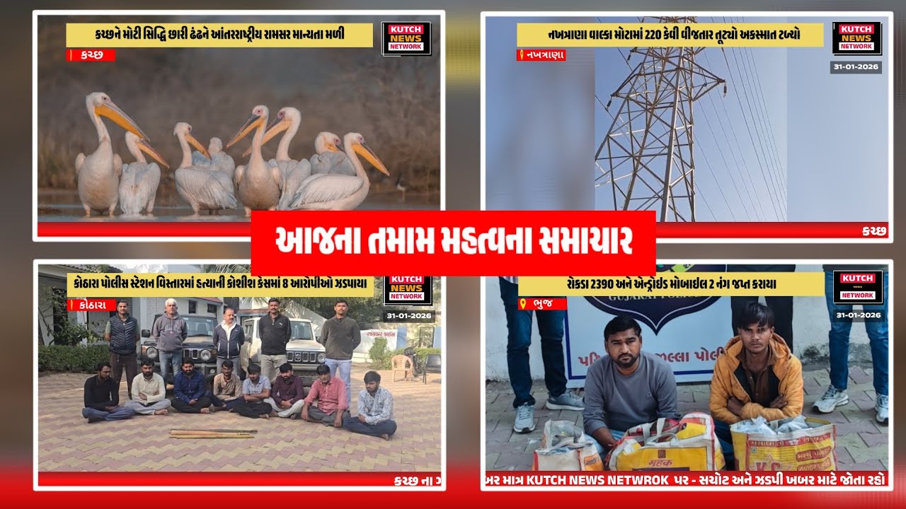 કચ્છના આજના તમામ મહત્વના સમાચારો KUTCH NEWS NETWORK 31-01- 2026 