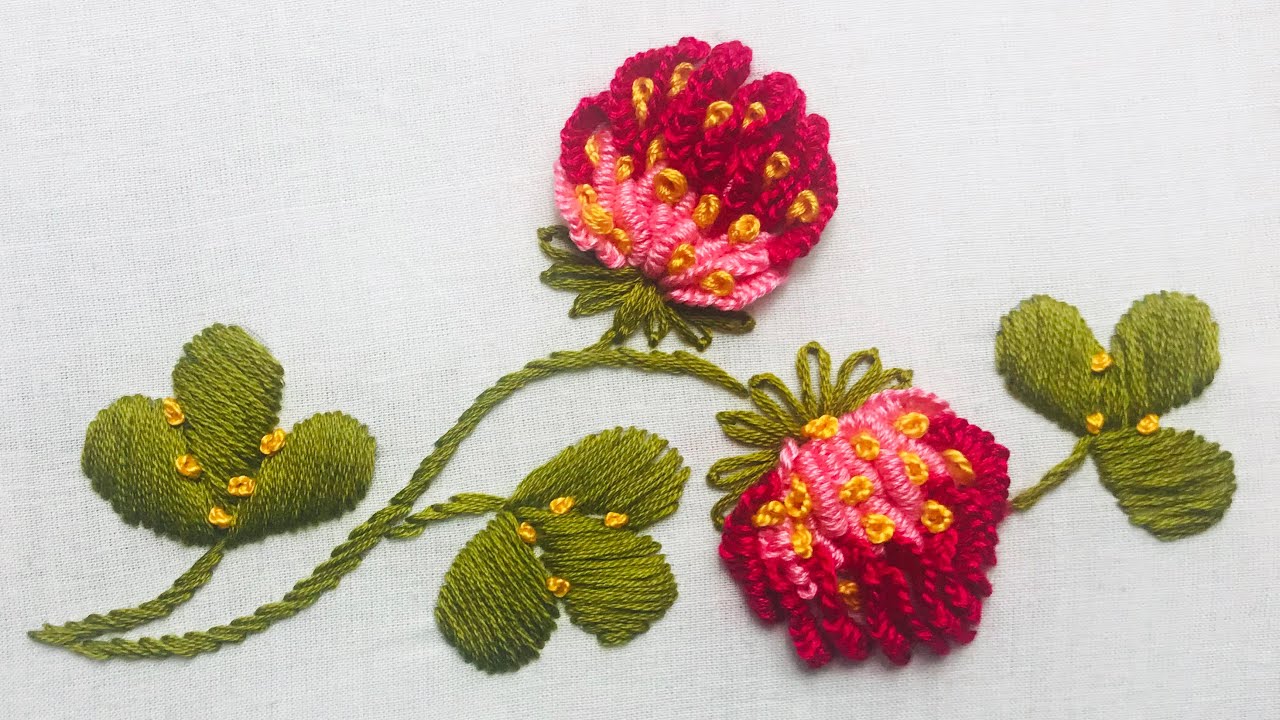 Hand Embroidery: Clover Flower Embroidery/Brazilian Embroidery
