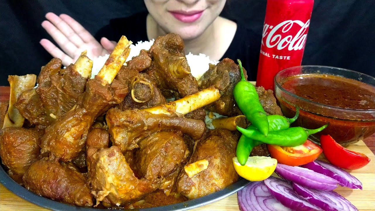 ASMR EATING SPICY MUTTON CURRY+WHITE RICE+GREEN CHILLI || REAL MUKBANG(NO TALKING