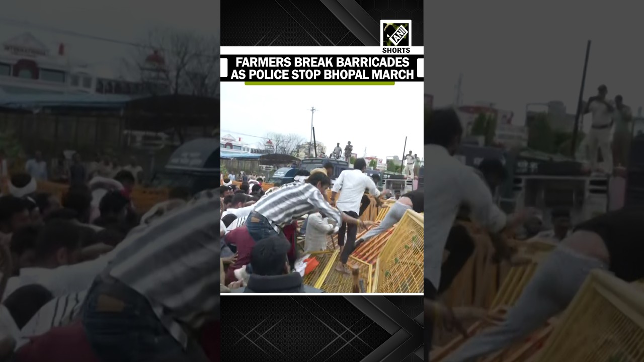 Farmers break police barricades during march to Bhopal over Moong procurement demands in MP