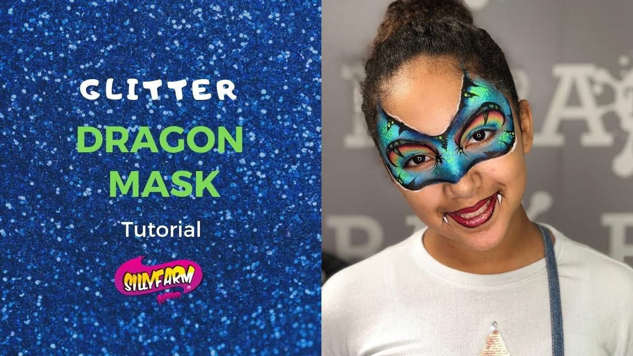 Glitter Dragon Mask Face Painting Tutorial