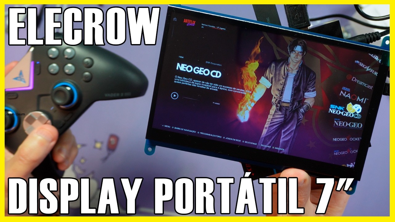 Monitor portátil 7 polegadas da ELECROW com hdmi para rasp, miniPC #elecrow #raspberrypi