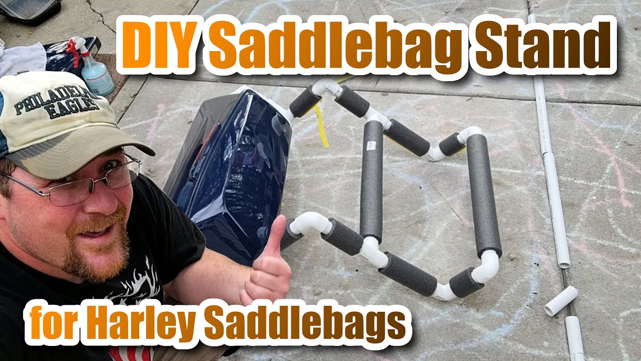 EASY DIY: Saddlebag Stands for Harley Touring Bikes!  From supplies to steps to the finished Product