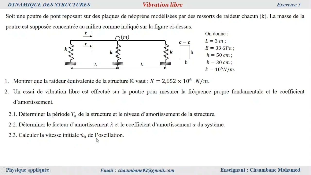 Dynamique des structures | Exercice 5|