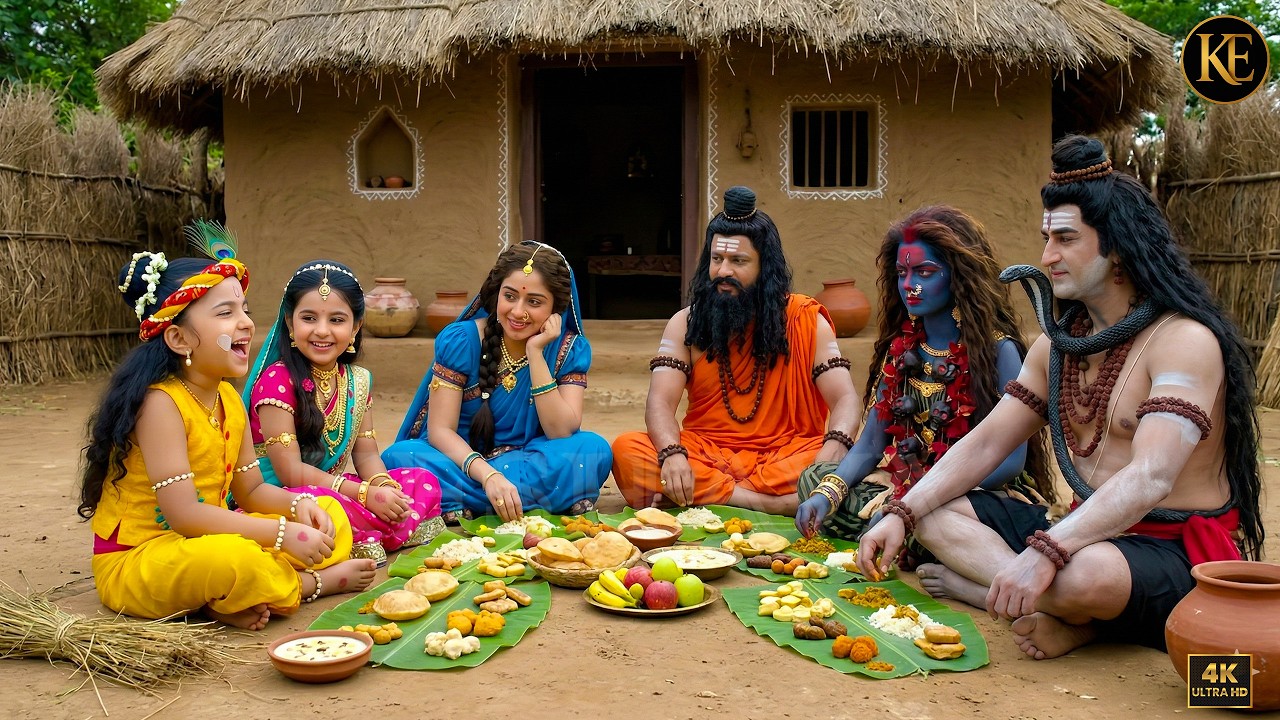 बाल कान्हा की झोपड़ी में पधारे भगवान शिव कान्हा के साथ भोजन करें || Yashomati Maiyaa Ke Nandlala