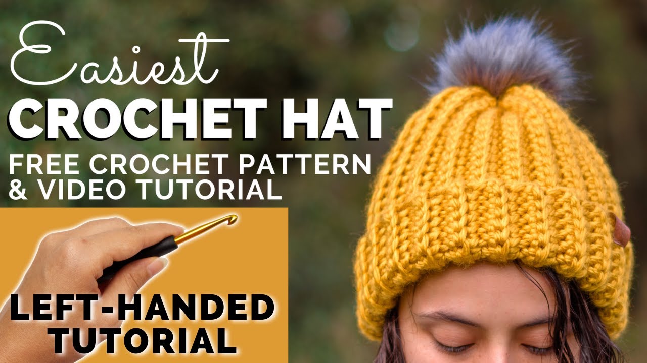 LEFT-HANDED TUTORIAL: Easiest Crochet Hat - Free Crochet Pattern for Beginners