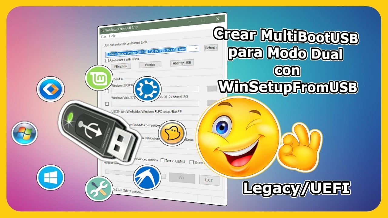 Crear MultiBootUSB para Modo Dual con WinSetupFromUSB (Legacy & UEFI)