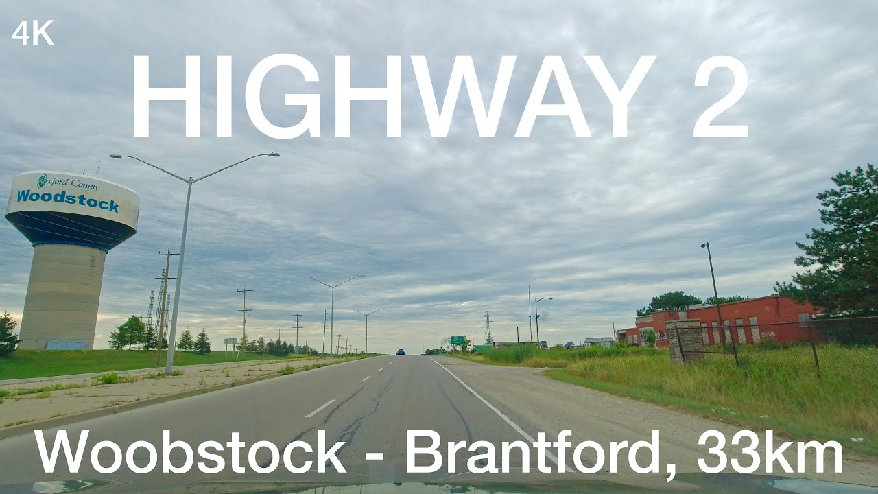 Highway 2 from Woodstock to Brantford Ontario, 33km