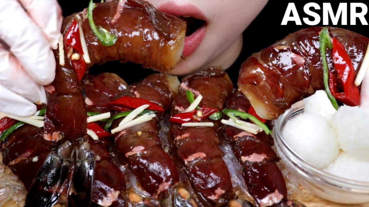 ASMR BIG SIZE BLACK TIGER SOY SAUCE RAW SHRIMP 블랙타이거 새우로 만든 간장새우장 리얼사운드 먹방 EATING SOUND MUKBANG
