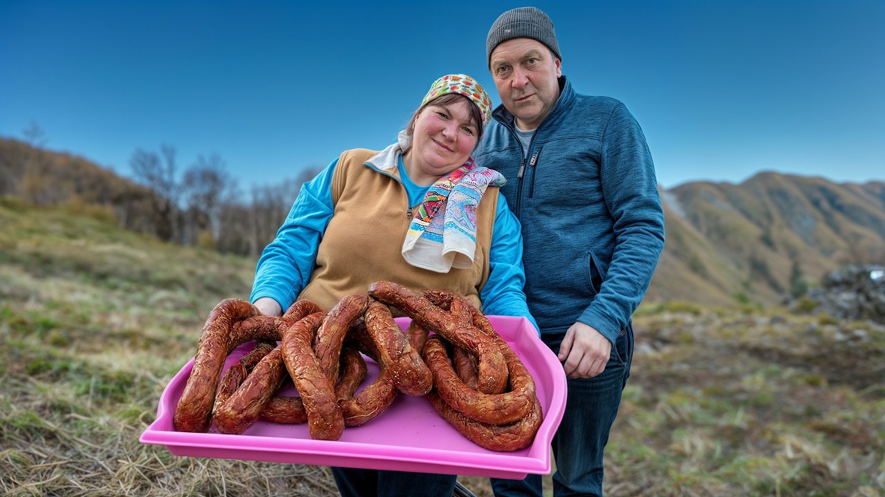 Making Homemade Sausages in a Ukrainian Mountain Village