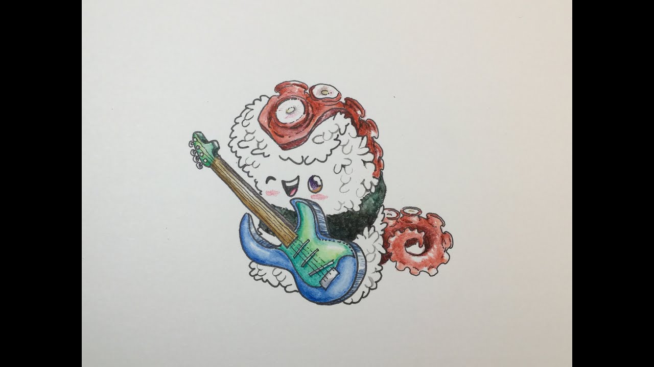 How To Draw Kawaii (かわいい | 可愛い) Tako Nigiri Sushi | (Step by Step Easy)