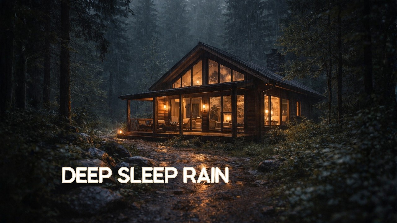Rainy Forest Cabin Live  Rain & Wind Chimes for Sleep 24/7