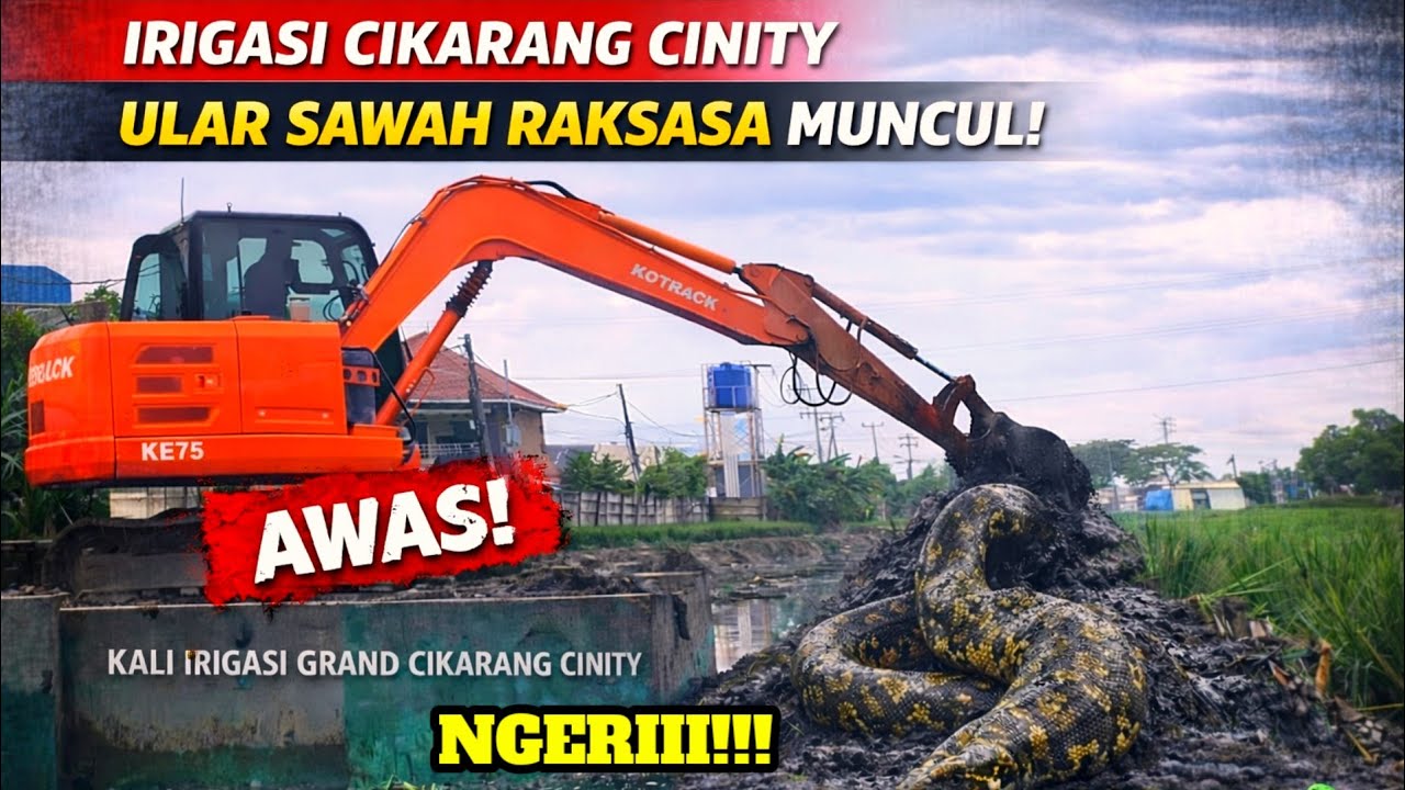  NGERIII‼️AWAS IRIGASI CIKARANG CINITY ULAR SAWAH RAKSASA MUNCUL❗#kdm 