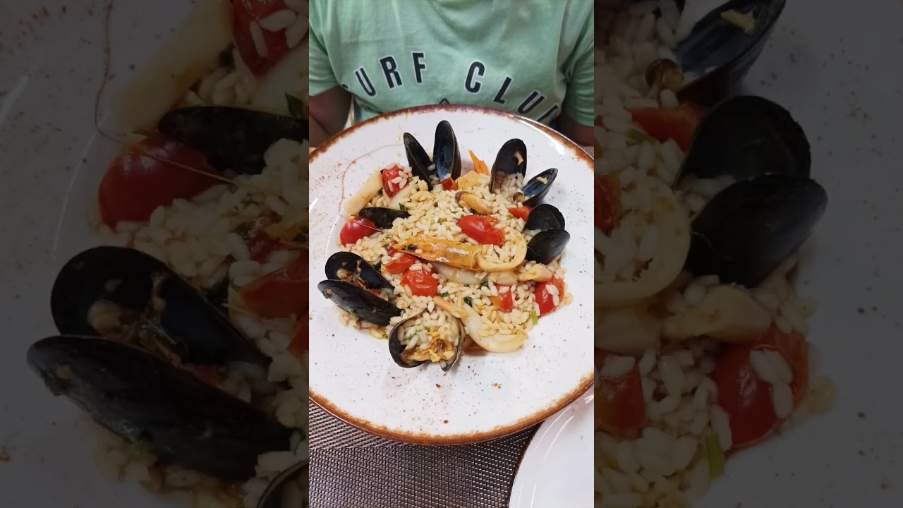 Eating sea food in Albania