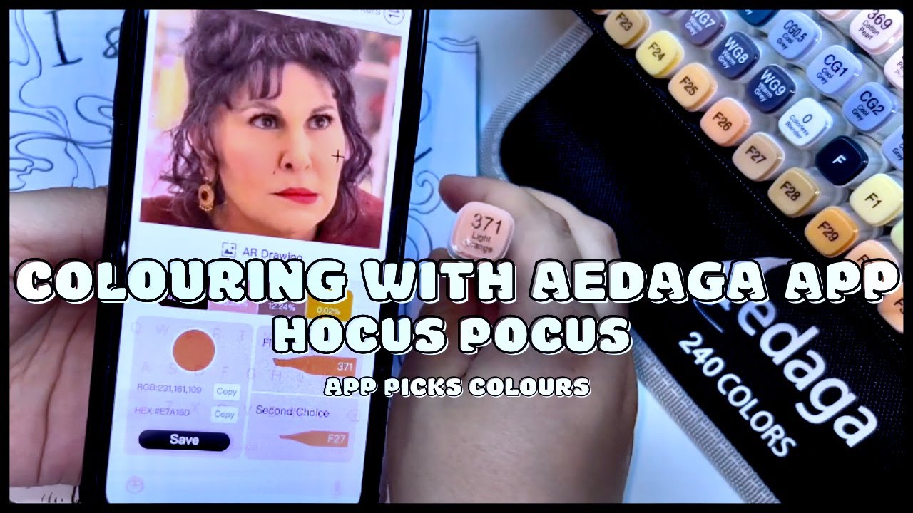AEDAGA APP Chooses My Colours! & How To Use It | Hocus Pocus Mary Colouring with 240 Alcohol Markers