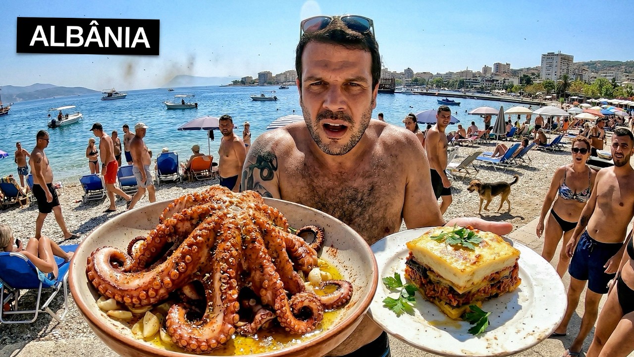 Um dia inteiro provando COMIDAS nas PRAIAS da Albânia 🇦🇱