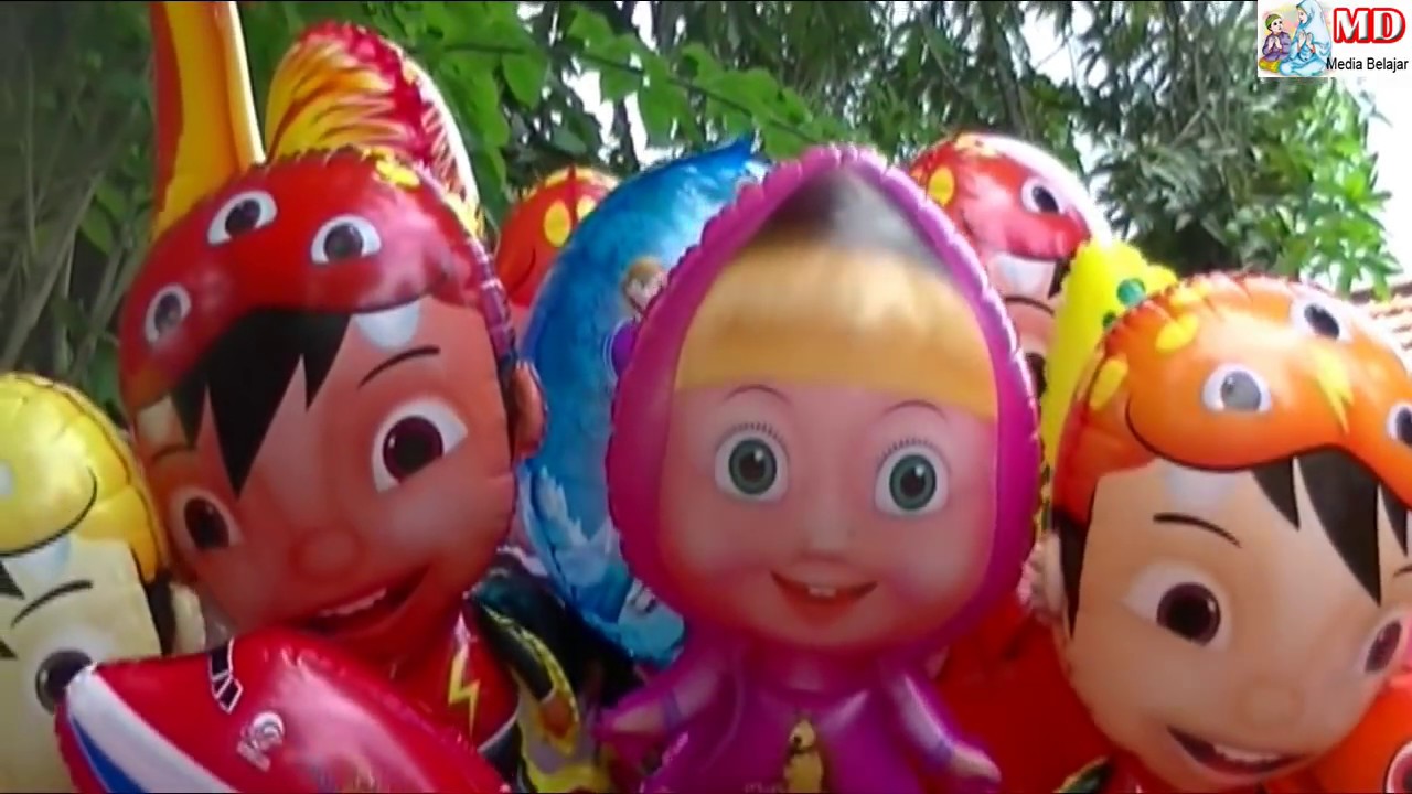 Bapak Penjual Balon Terbang, Balon Karakter Pokemon, Upin Ipin, Masha, Boboiboy & Doraemon