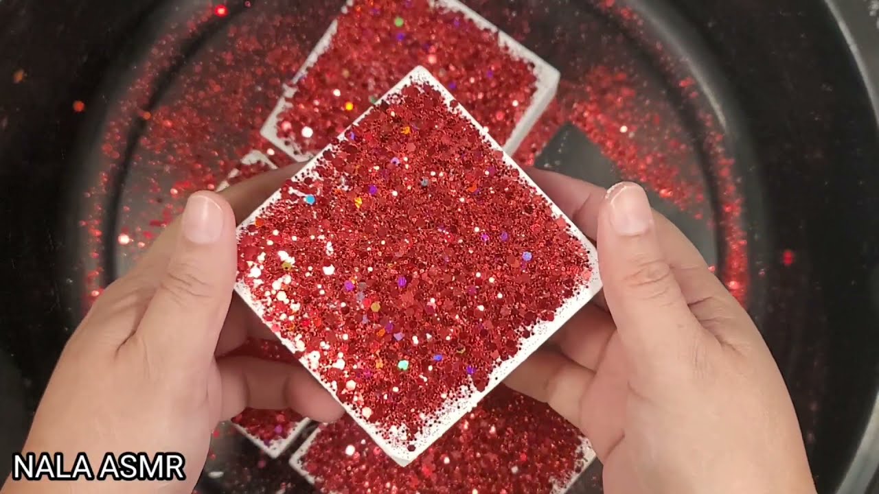 Red Glitter * Gym Chalk * Crumbling * Satisfying : ASMR