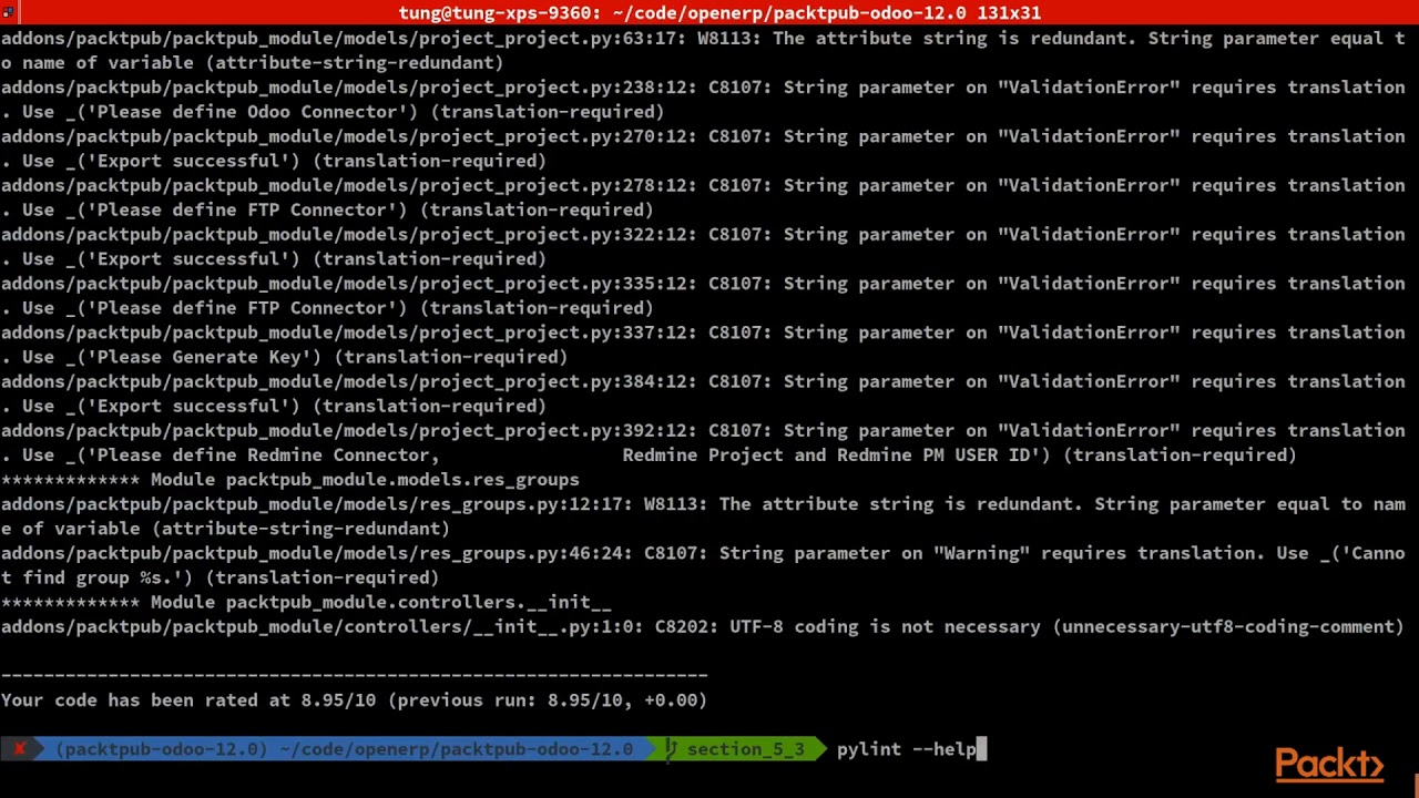 Mastering Odoo 12 Development : Auditing Your Code Before Submitting | packtpub.com