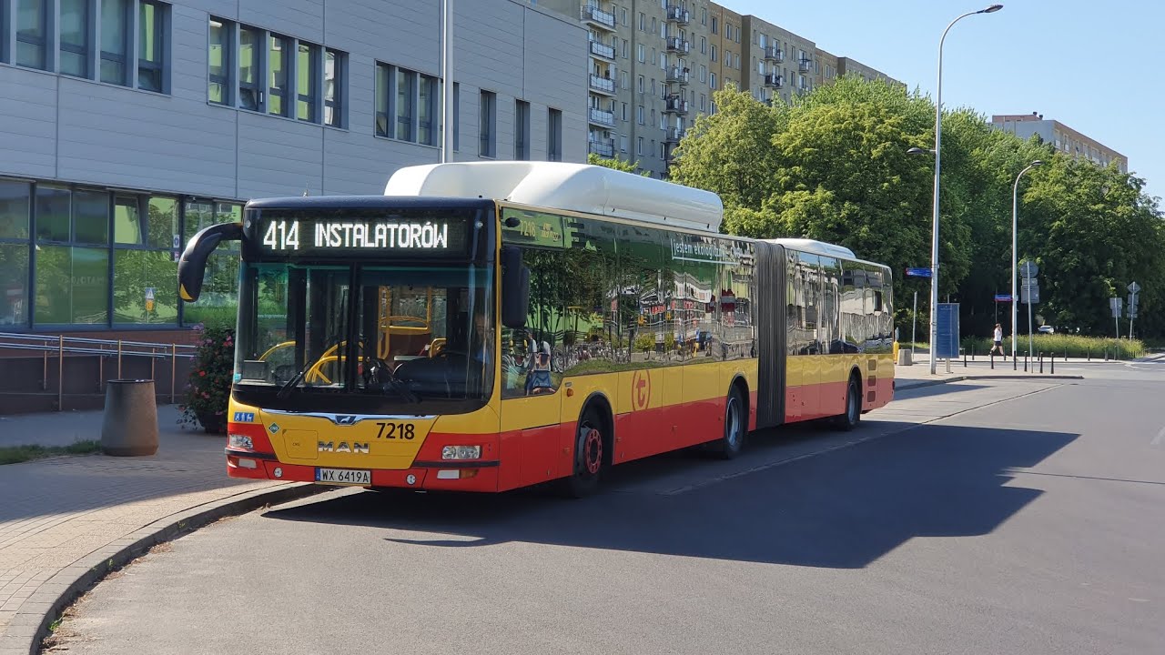 [414] MZA Warszawa - Przejazd MANem Lion's City CNG #7218 na linii 414 ➡️Instalatorów