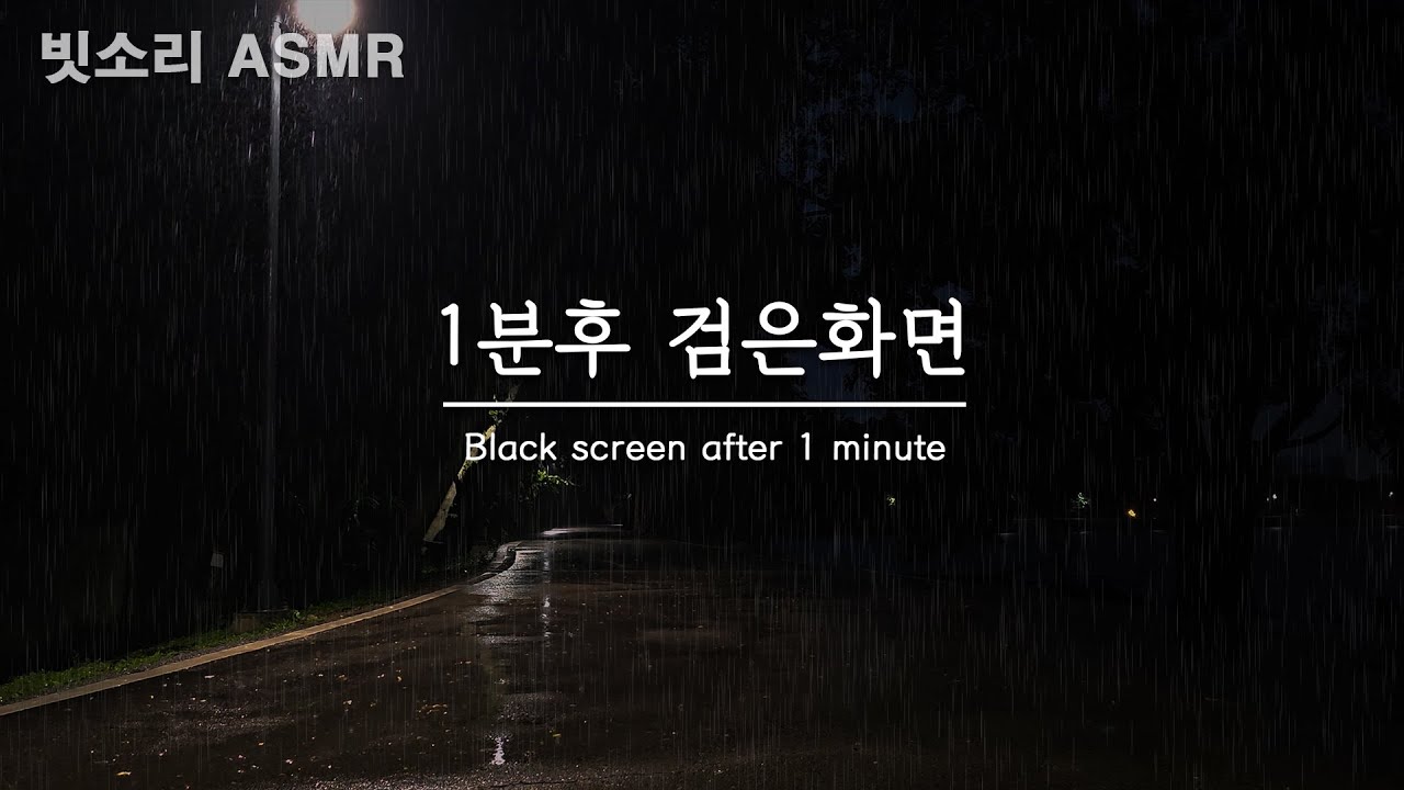저녁 산책로의 천둥번개와 폭우 빗소리 ASMR - 1분후 검은화면, 블랙스크린 8시간