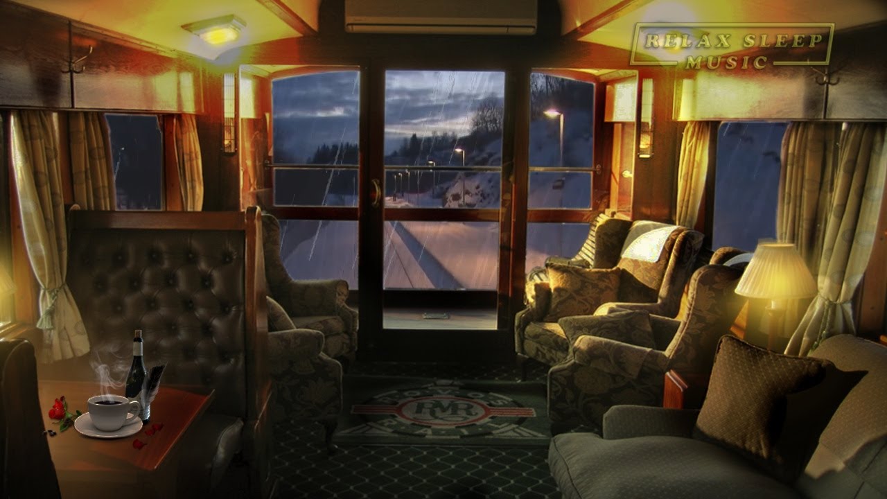 Snowy Train Ride Ambience. Relaxing Train Sounds and Blizzard Howling