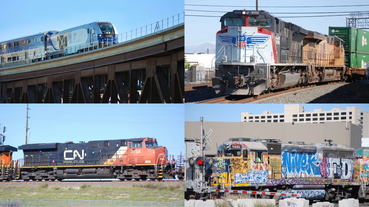 Railfanning Redondo Junction FT UP 1111, ATSF 3751, CN, Warbonnet 1/22/2021