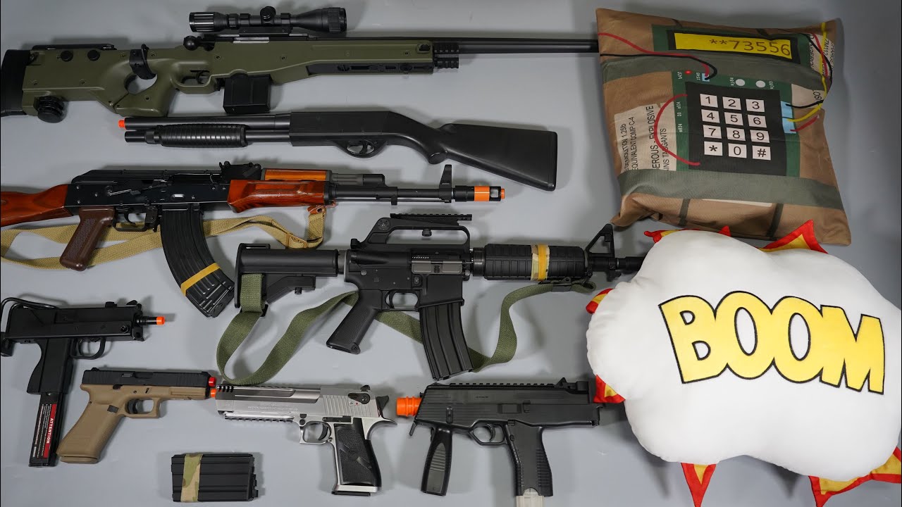 AK47 and CS2 Weapon Toy Gun Airsoft Nerf Gun - AWP Glcok Mac10 - Realistic Toy Guns Collection