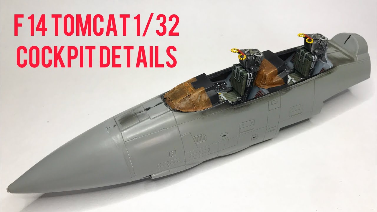 F 14 TOMCAT - 1/32 ПОЛНАЯ СБОРКА - модель самолёта - кабина F 14 1/32 - масштабная модель - пласт...