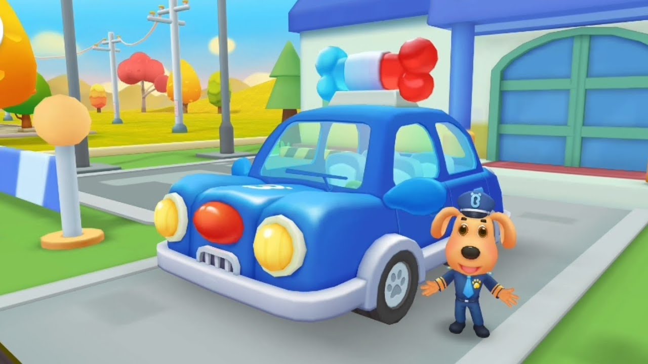 PETUGAS POLISI LABRADOR MENJAGA KEAMANAN KOTA & PATROL MENGGUNAKAN MOBIL POLISI | BABYBUS INDONESIA