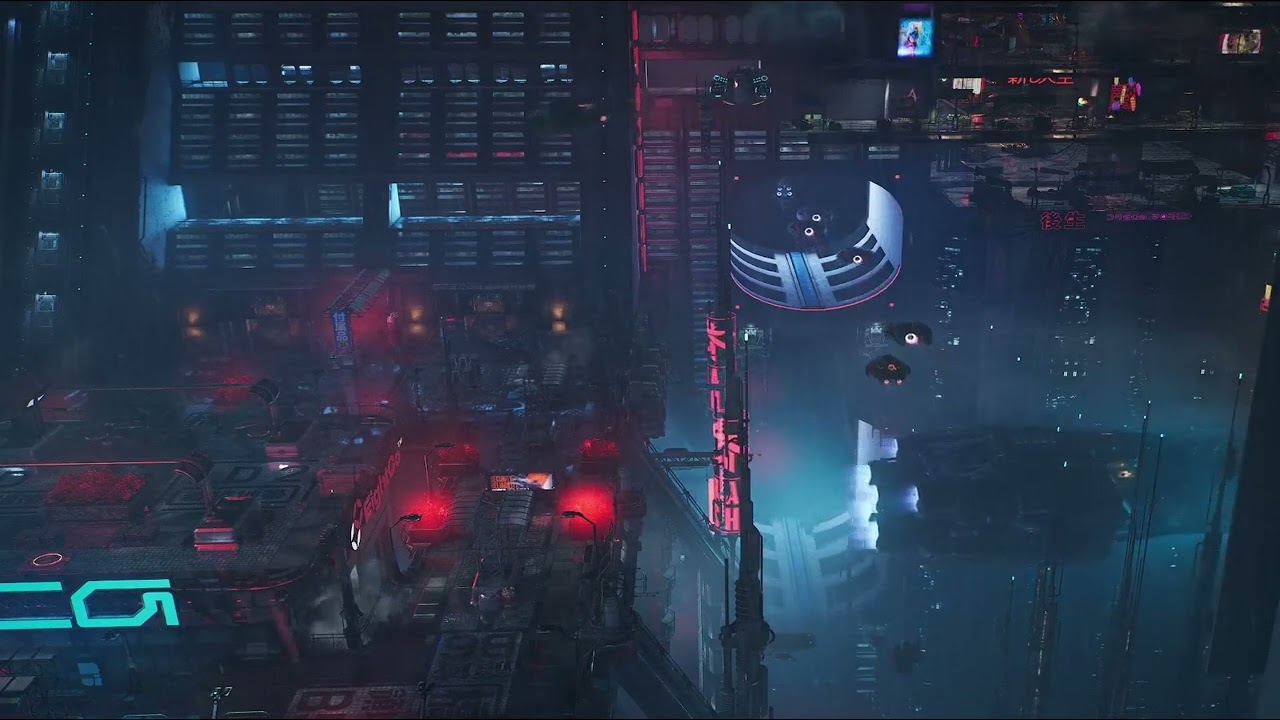 Rain 🌧️ and Thunder Sleep 💤 Sounds Ambient Cyber City Sounds