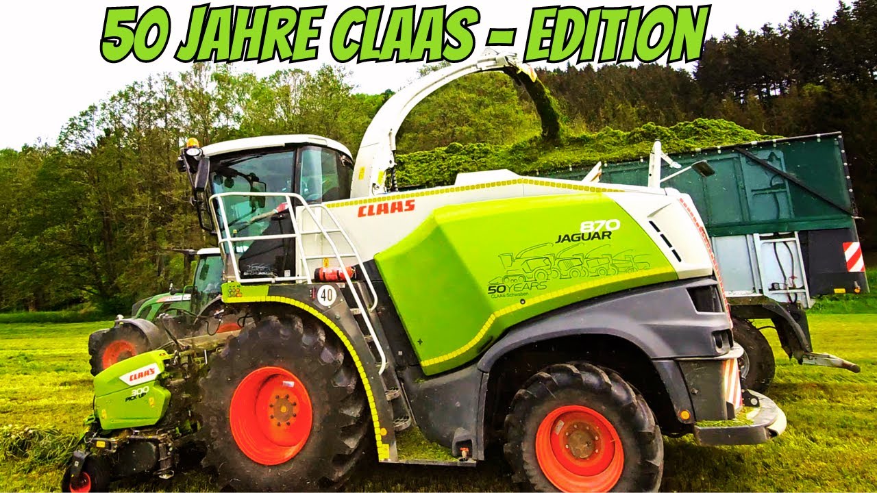 50 YEARS New Harvester Jaguar 870 Claas Edition & Fendt 718 mit Fliegl ASW 391 Fliegl bei Grünsilage