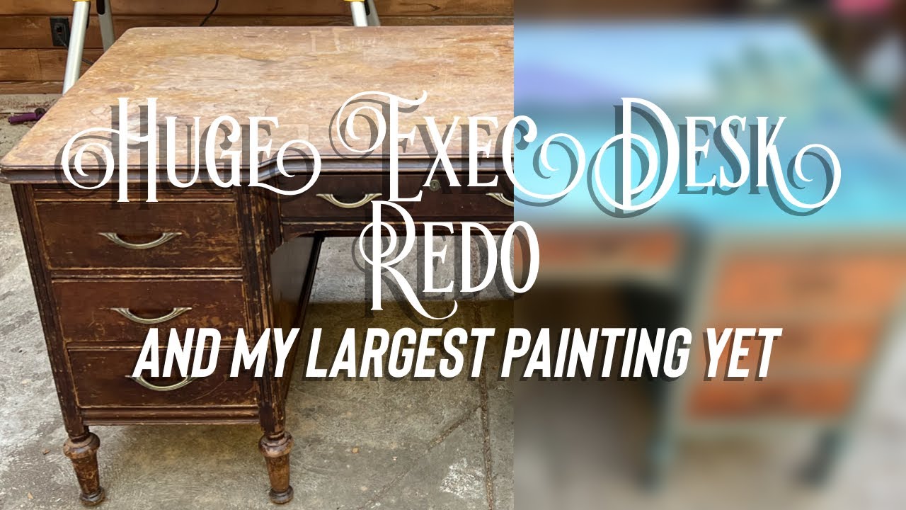 Executive Desk Makeover | Elegant Upgrades | Landscape Painting On Furniture | Bob Ross Inspired