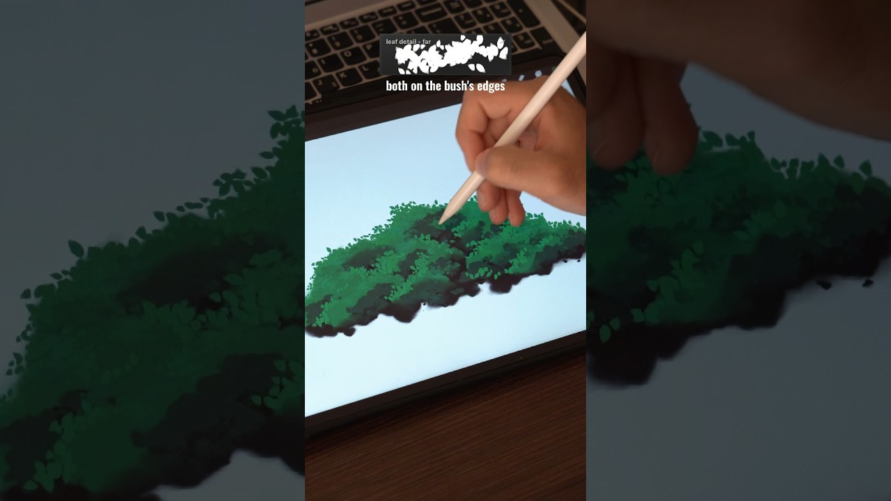How to paint anime bushes and  trees in 3 steps 🌱 #artshorts #anime #procreate #digitalarttutorial