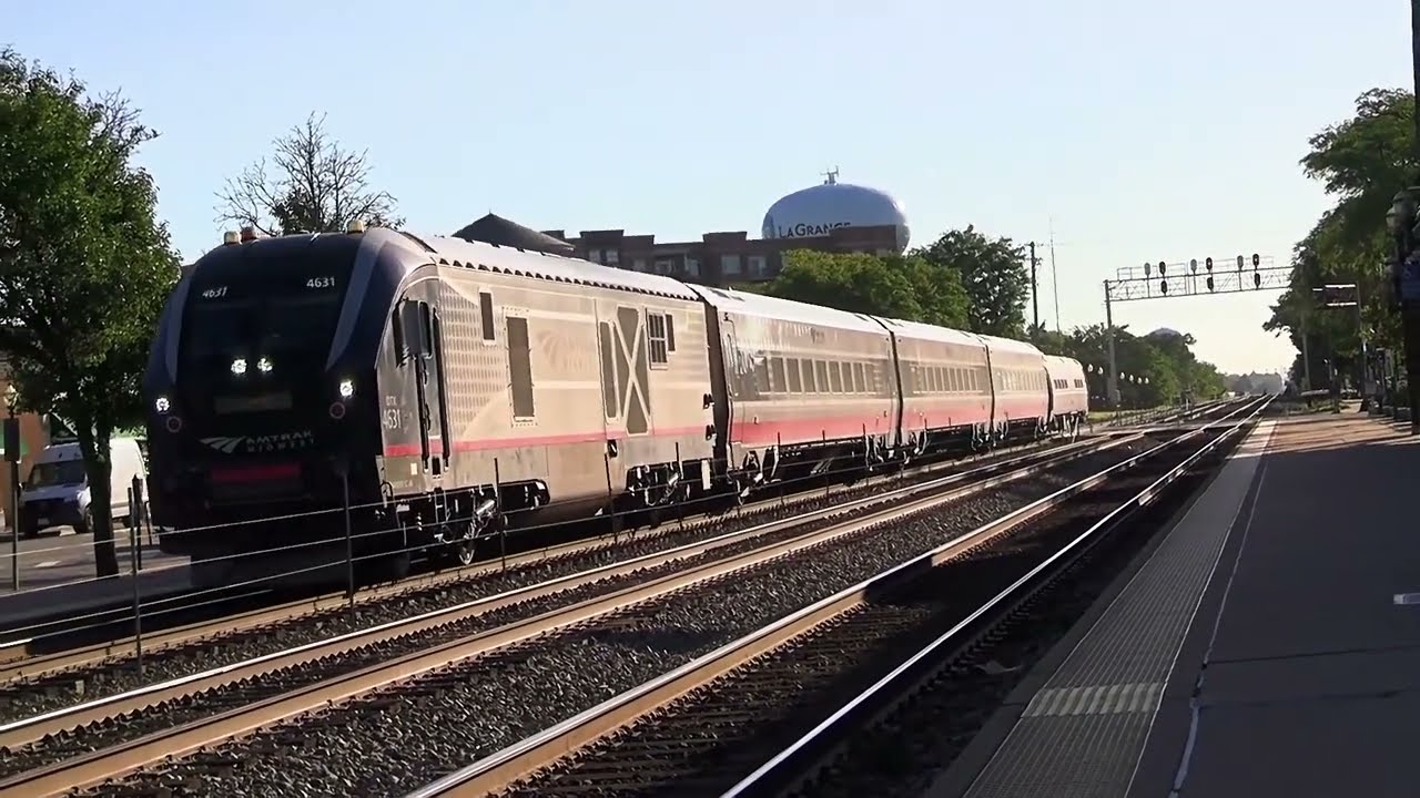 Amtrak's Illinois Service At LaGrange Illinois  The Illinois Zephyr!  (Two Zephyrs)