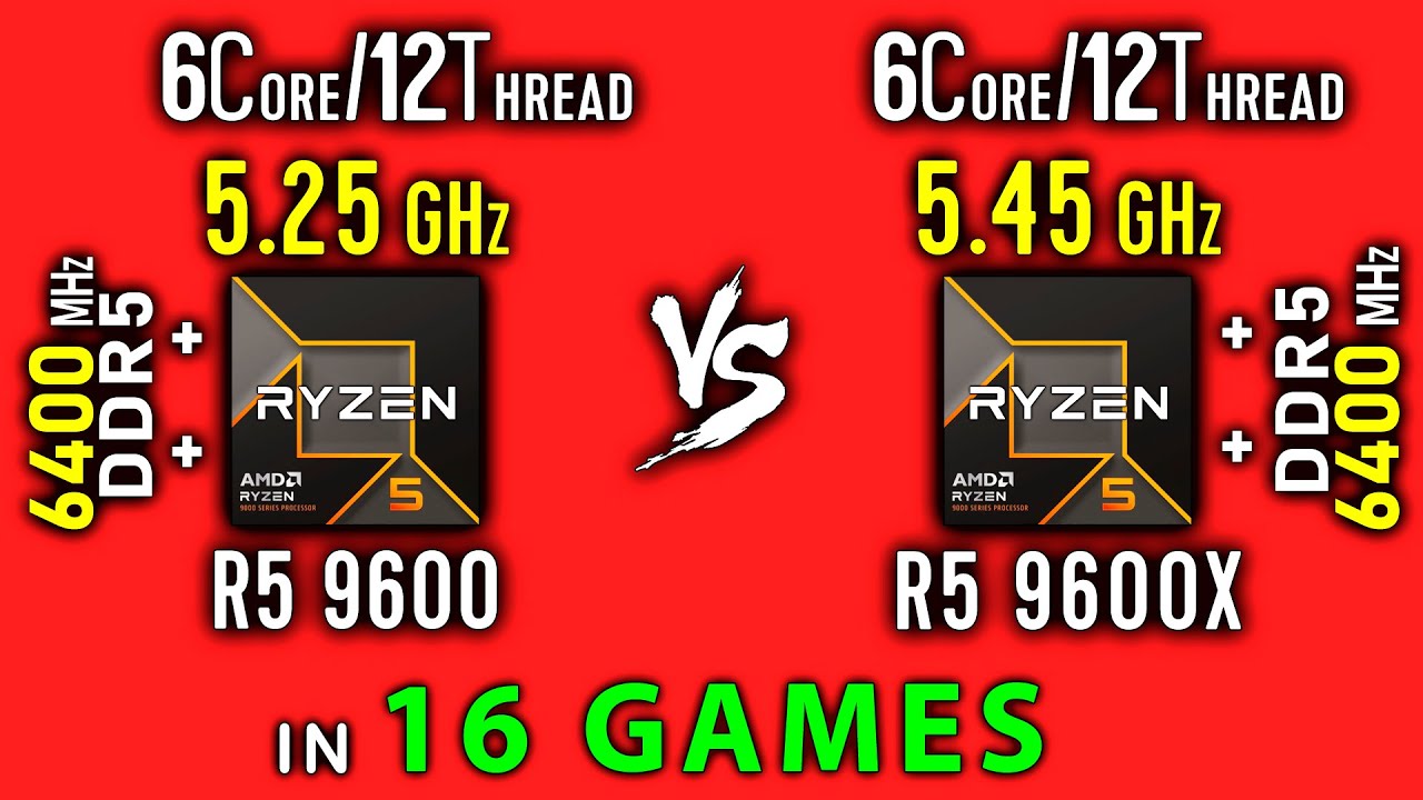 Ryzen 5 9600 vs Ryzen 5 9600X Test in 16 Games | R5 9600 vs R5 9600X + Thermal, Power, Efficiency