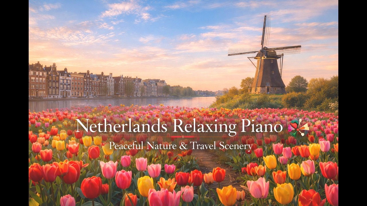 Netherlands Relaxing Piano 🇳🇱🌷🌬️ | Peaceful Nature & Travel Scenery