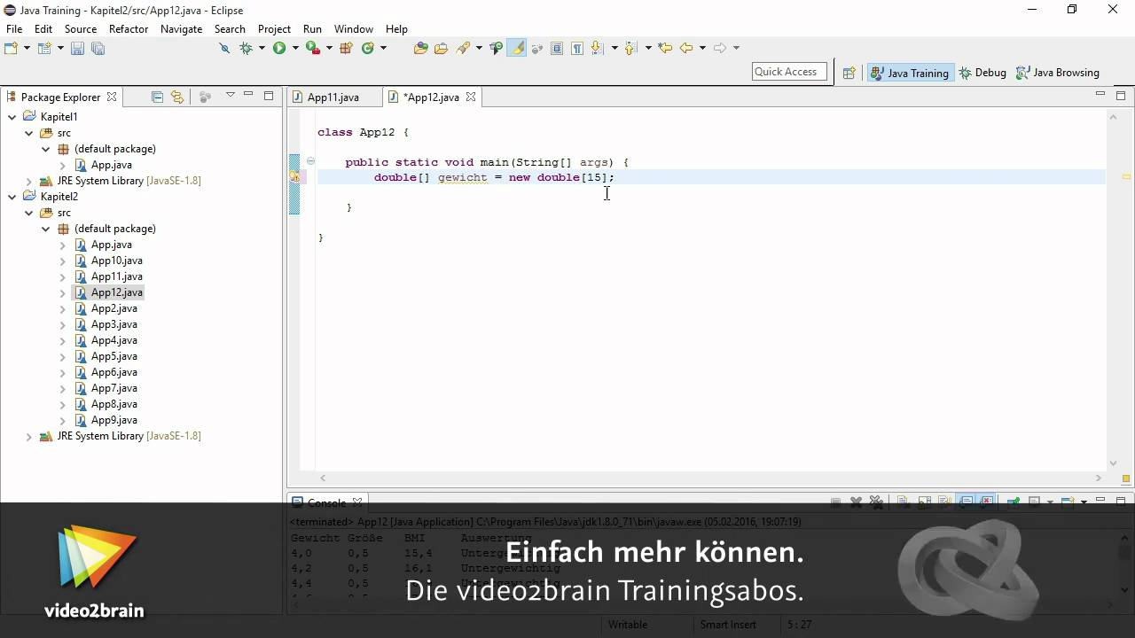 Java lernen, Teil 1 Tutorial: Arrays deklarieren und initialisieren |video2brain.com