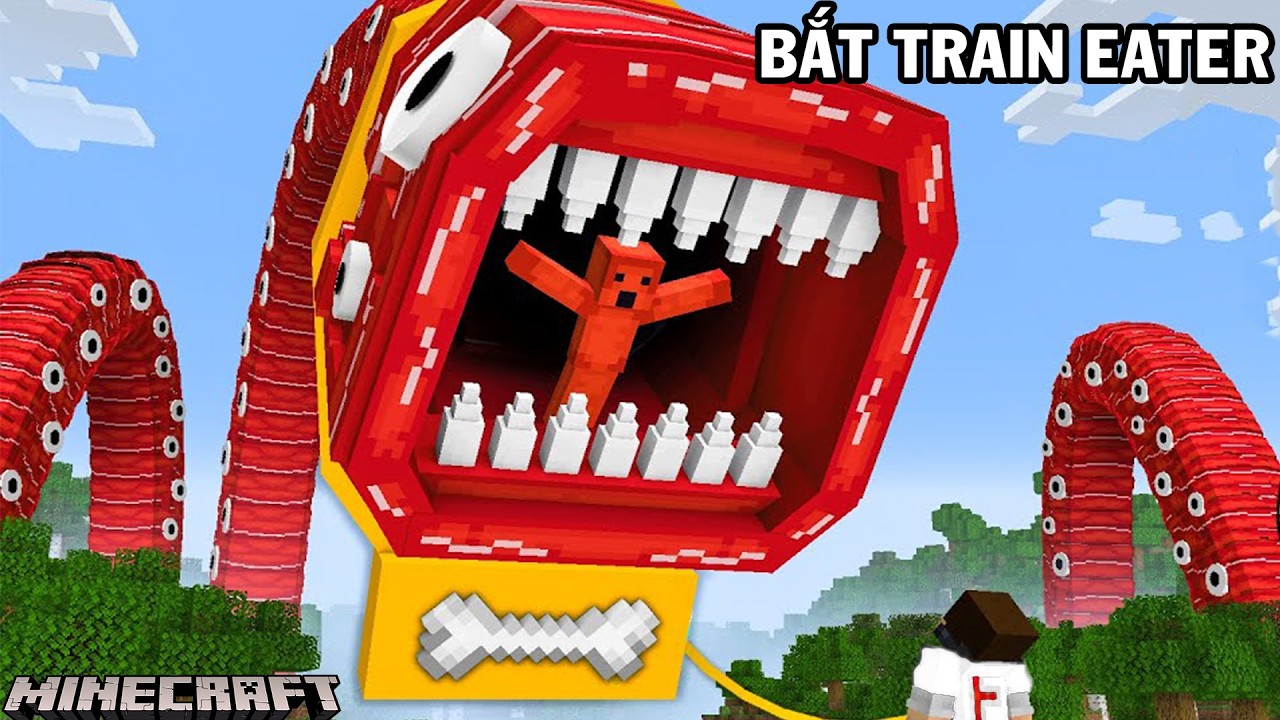 Bắt quái vật Train Eater ăn thịt kinh dị làm thú cưng trong Minecraft | Game Short