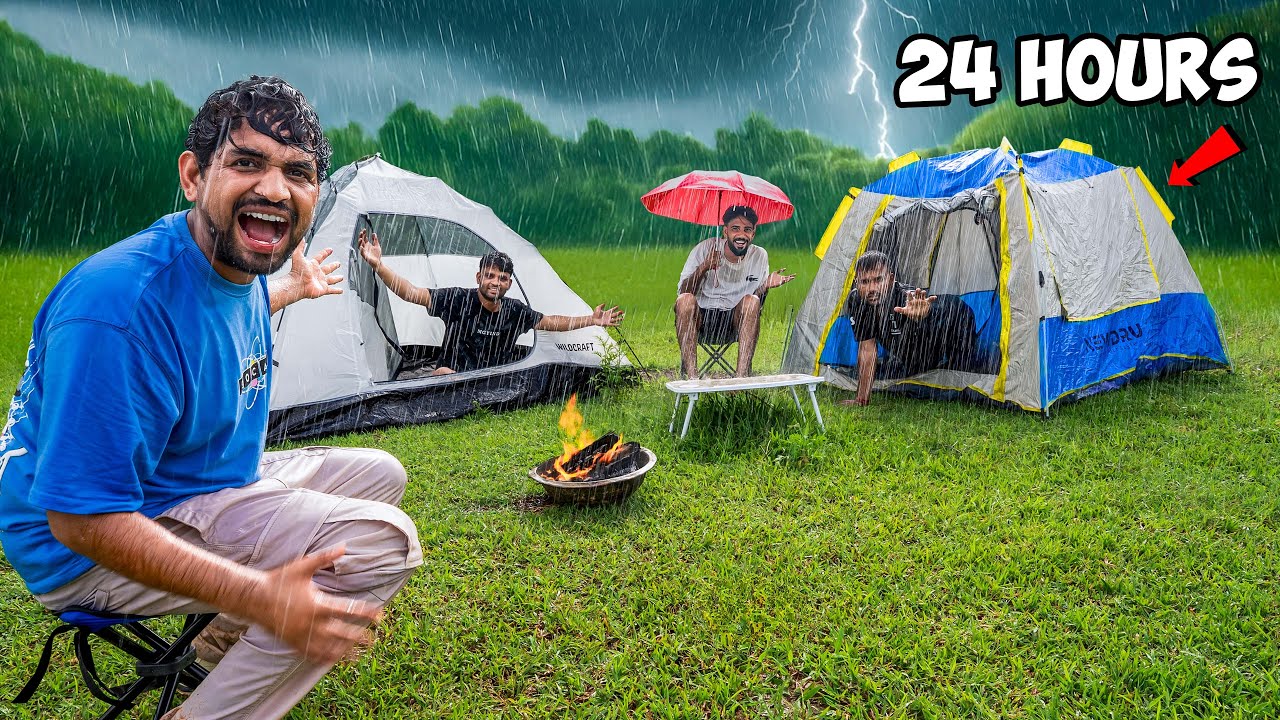 24 Hours Camping Challenge In Forest - With Team