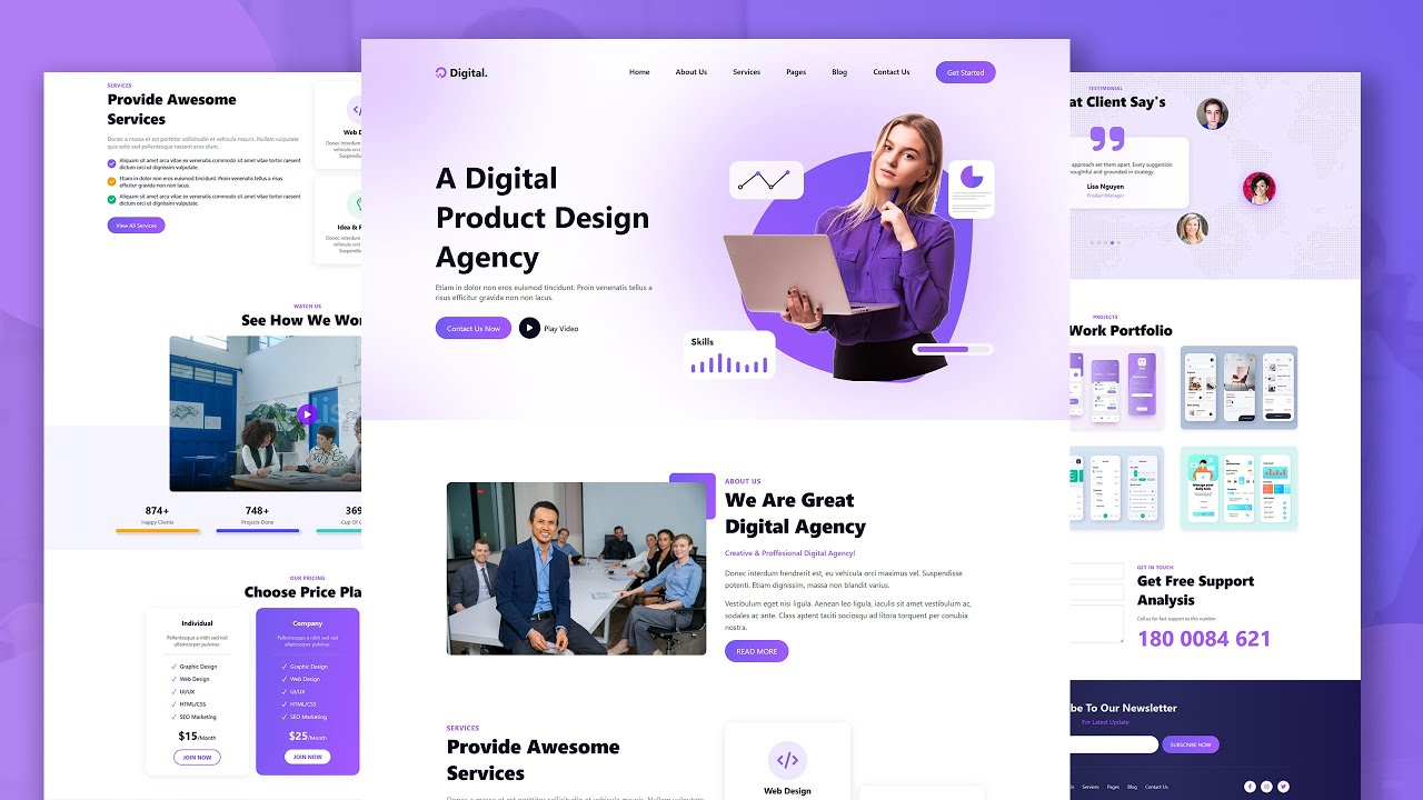 Build A Digital Marketing Agency Website Using HTML CSS And JavaScript