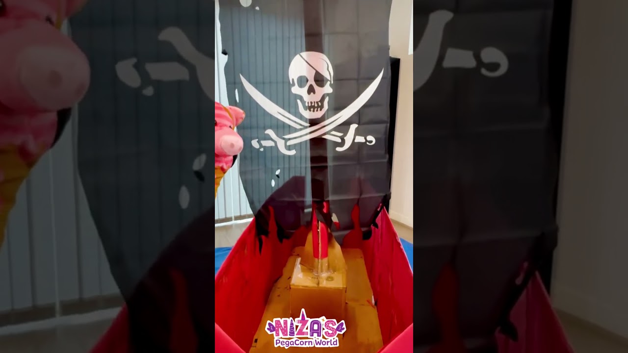 Niza Builds a Cardboard Pirate Ship 🏴‍☠️ 