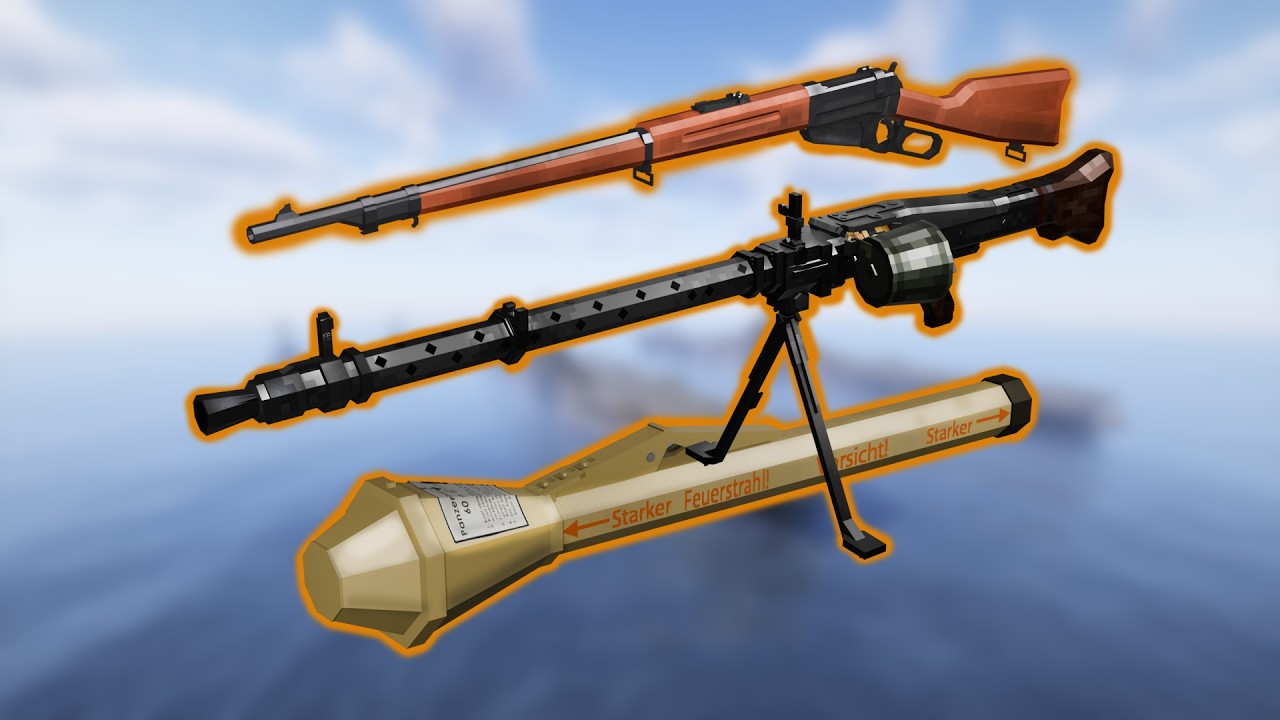 [Minecraft TacZ extend] Russian1895, MG42/34, Sten MKⅡ/Ⅴ, -- Khan's Gunpack update showcase