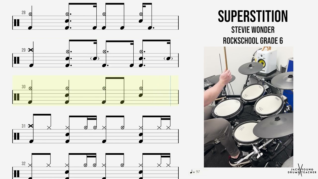 How to Play 🥁 - Superstition - Stevie Wonder - Rockschool Grade 6