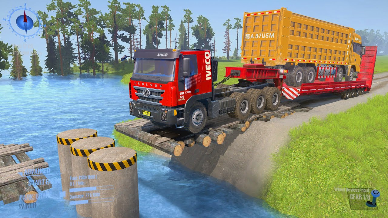 Spintires Mudrunner Truck vs Extreme Broken Road with Speed Bumps |  Game Daily65