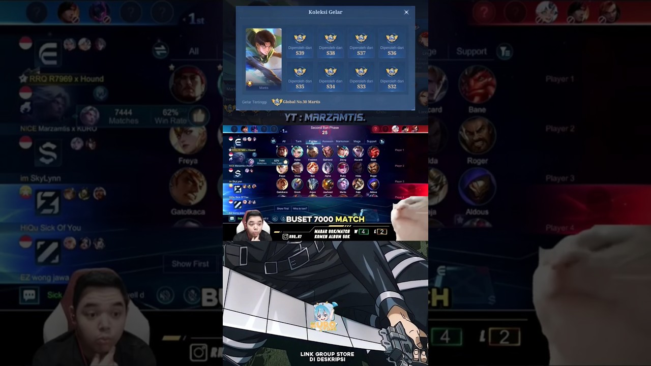 Ketika Top Global Martis mabar dengan RRQ R7🔥👊😎. #mobilelegends #martisbuild #rrqr7 #shorts