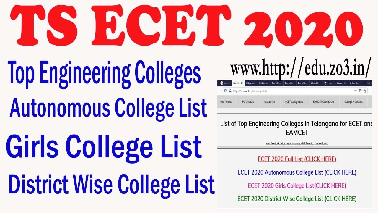 Top Order Engineering College List in Telangana 2020 through ECET and EAMCET