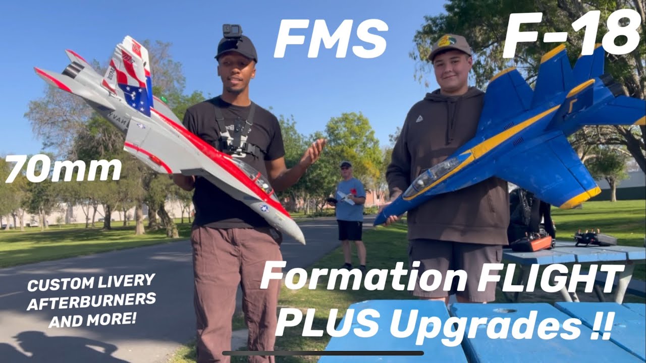 FMS F-18 70mm EDF V2 CUSTOM Formation Flight & Upgrades